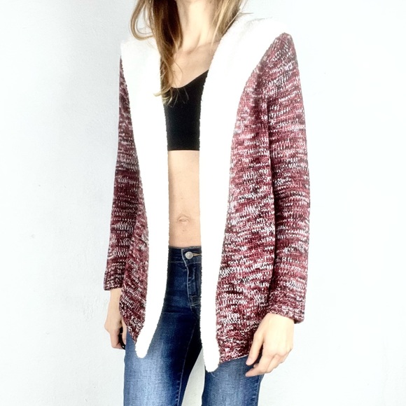 ALMOST FAMOUS | Faux Fur Trim Thin Knit Cardigan Sweater Hoodie - Picture 7 of 10